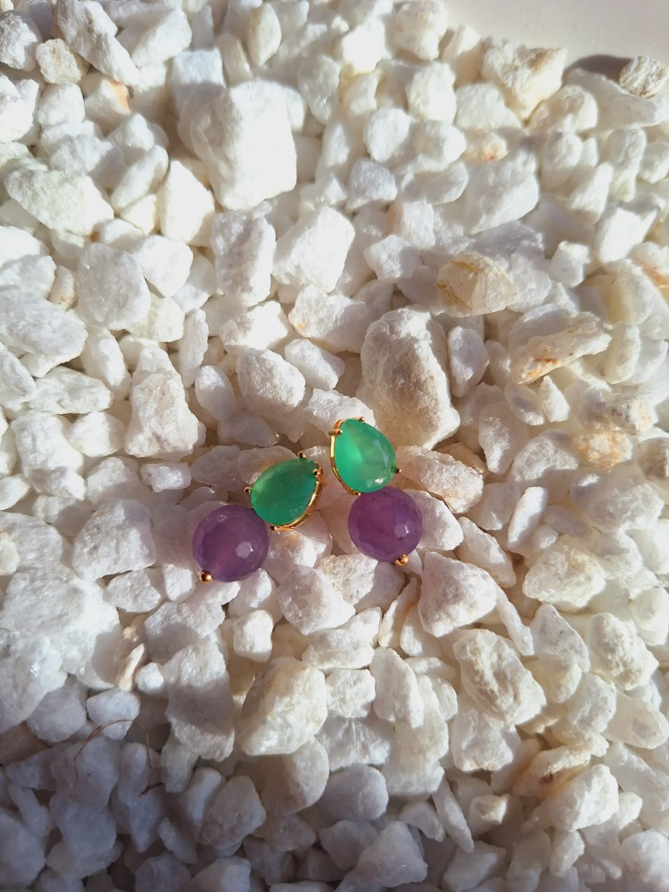 Brinco Pedra Natural Jade Lavanda